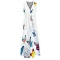thumbnail image 3 of PENGXIANG Jupe Noire Robe Imprimée Sans Manches Col en V Ourlet Fendu Kaftan Ample Longue Robe, 3 of 6
