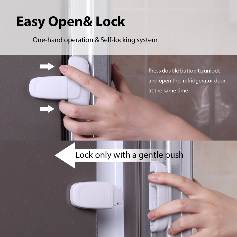 EUDEMON 1 Pack Updated Child Proof Refrigerator/Fridge/Freezer Door Lock Apply to Max 1 inch(25mm) Sealing Strip for Toddlers and Kids, No Tools Need