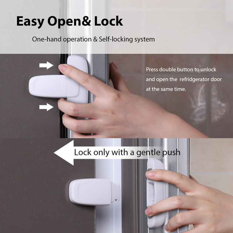 EUDEMON 1 Pack Home Refrigerator Fridge Freezer Door Lock Latch Catch  Toddler Kids Child Baby Safety Lock Easy to Install and Use 3M VHB Adhesive  no Tools Need or Drill (Grey) 