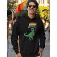 thumbnail image 4 of LGBTQ Pride Month: T-Rex Print Rainbow Hoodie -Love is Love Rainbow Sweatshirt - Comfortable & Durable Gay Pride Sweatshirt for Men - X-Large Black, 4 of 5