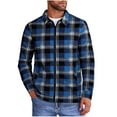 thumbnail image 2 of Kakii Mens Sherpa Lined Shirt Jacket Casual Long Sleeve Plaid Shacket Flannel Fleece Full Zip Jacket, 2 of 5