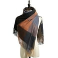 thumbnail image 2 of Head Scarf Womens Scarves Womens Scarf Striped Color Plaid Shawl Elegant Womens Style Warm Comfortable and Winter Scarf Pashmina Shawl&nbsp;Shawls&nbsp;and Wraps Brown,, 2 of 4