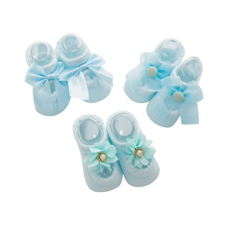 

Socks For Kids Baby Girls Boys Anti-Slip Lace Bowknot Solid Floor Socks