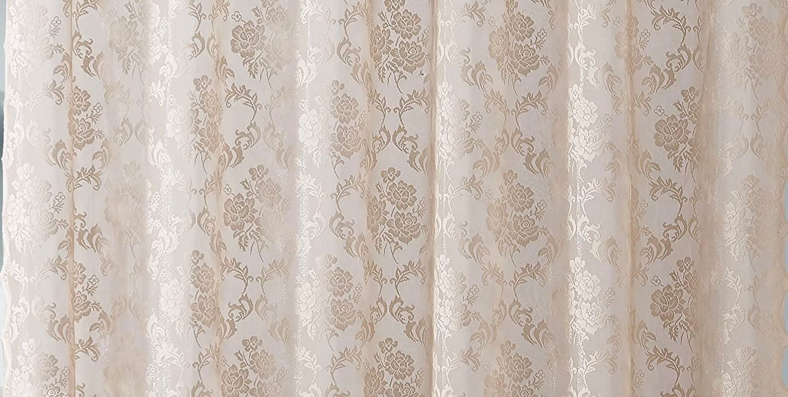 WARM HOME DESIGNS Luxury Lace Shower Curtain with Attached Valance and Elegant Tassels. MSH Linen 72