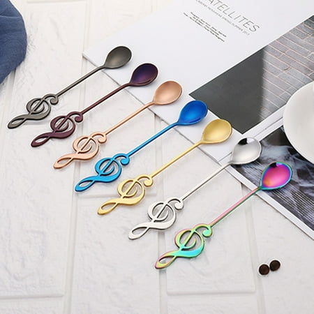 

PIYU 1PC 304 Stainless Steel Musical Notes Coffee Spoon Stirring Cup Spoon Music Stick Ice Cream Spoon Kitchen Tool Creative Spoon