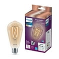thumbnail image 3 of (2 pack) Philips Wi-Fi Connected LED 60-Watt ST19 Filament Tubular Light Bulb, Clear Tunable White, Non-Dimmable, E26 Base (1-Pack), 3 of 12