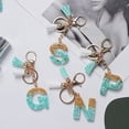 thumbnail image 3 of LLavero de 26 letras verdes de la A la Z para mujer, dijes de billetera, alfabeto inicial, dos colgantes de borla, llaveros de cadena, regalo de joyería, 3 of 4
