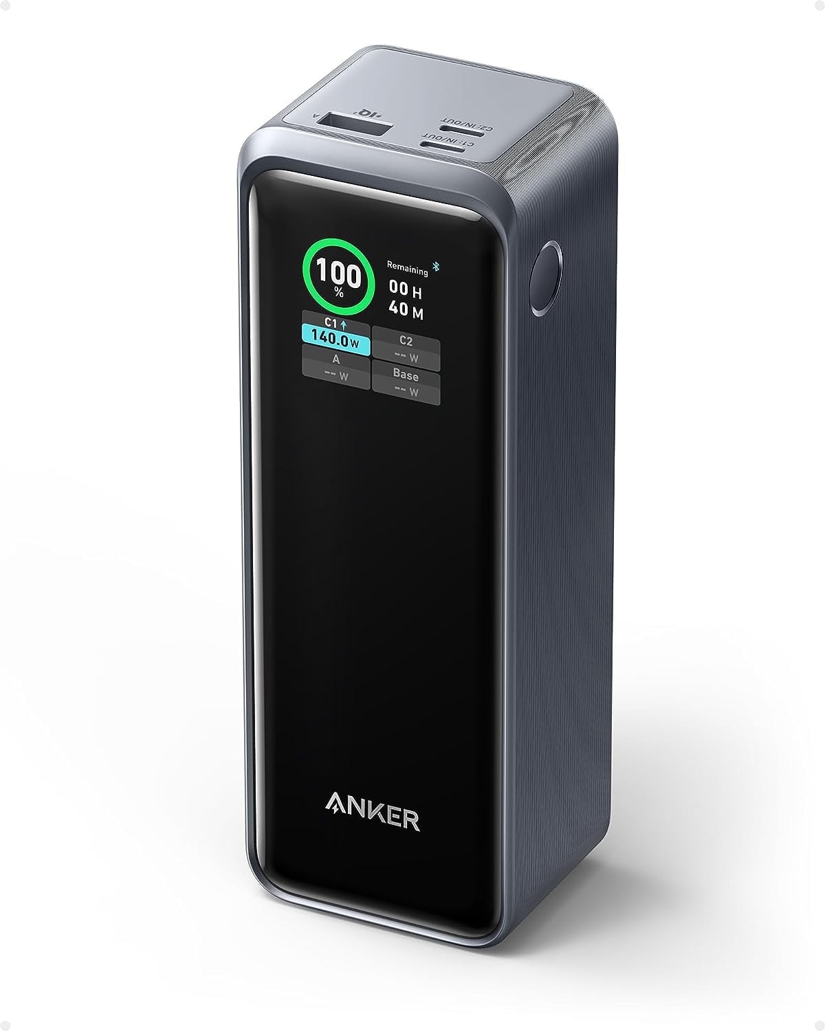 Anker Prime 27,650mAh Power Bank (250W), 3-Port Portable Charger, Smart App, Compatible with MacBook Pro/Air, iPhone 14/13 Series, Samsung, Dell, AirPods, and More (Charging Base Not Included)