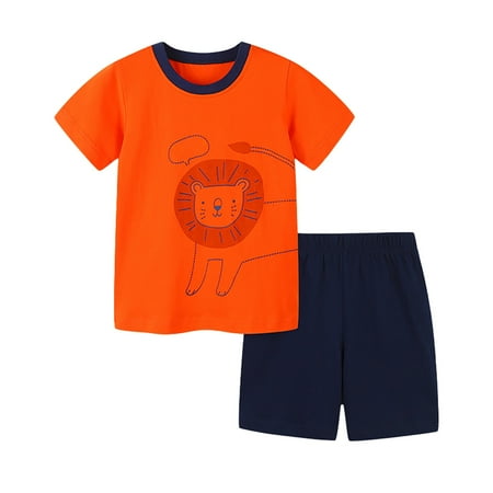 

Boys Casual Cartoon Printed T Shirt Short Sleeve Shorts Set Casual Outfit Set 2 Piece Sizes 18-24 Months