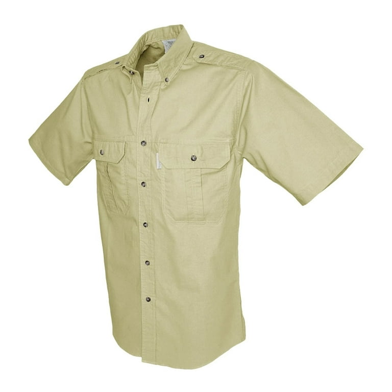 TAG SAFARI Adult Male Trail Short Sleeve Shirt, Color: Stone, Size