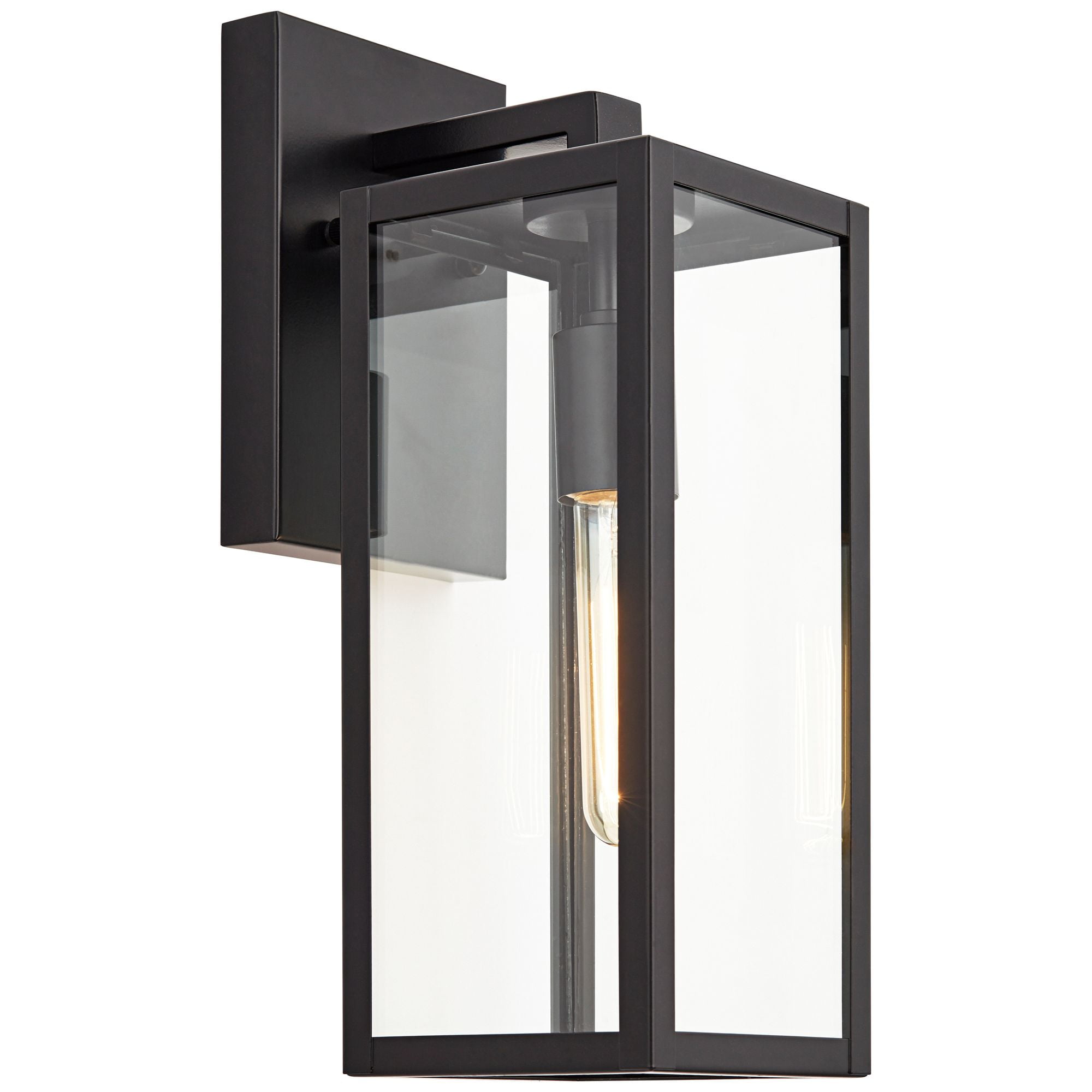 John Timberland Modern Outdoor Wall Light Fixture Mystic Black 14 1/4" Clear Glass Panel for Exterior Barn Deck House Porch Yard Patio Outside Garage