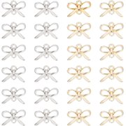 HAIYU 24 Pcs Bow Connector Charms, 2 Colors Brass Bowknot Charms Metal Connector Pendants Charms with 2 Holes for Necklace Bracelet Jewelry Making