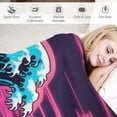 thumbnail image 3 of WERPE  Neon Vaporwave Art Surfing Blanket Lightweight Plush and Warm Bed Blanket Sofa Carpet Throw Blanket for Bed Sofa Car White, 3 of 6