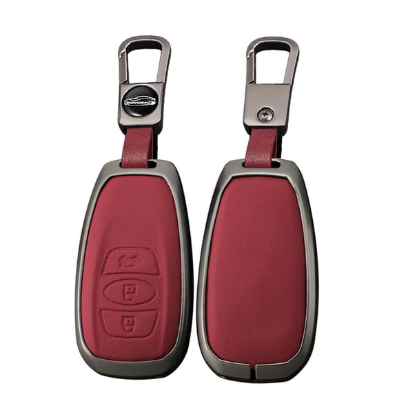 for Subaru Premium Leather Key Fob Cover for Forester Outback BRZ Legacy CrossTrek Metal Key Case Remote Key Holder Protector Metal Keychain