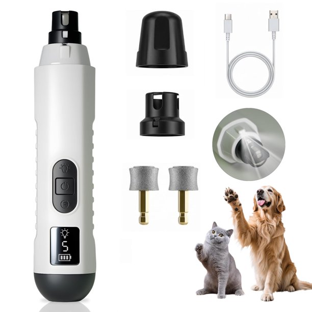 Lima eléctrica para uñas de mascotas BULLIX 2026 inalámbrica, 5 velocidades, luz LED