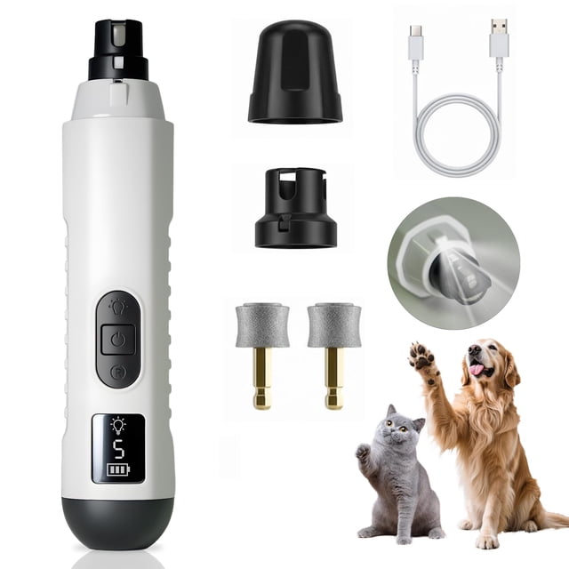 Lima eléctrica para uñas de mascotas BULLIX 2026 inalámbrica, 5 velocidades, luz LED