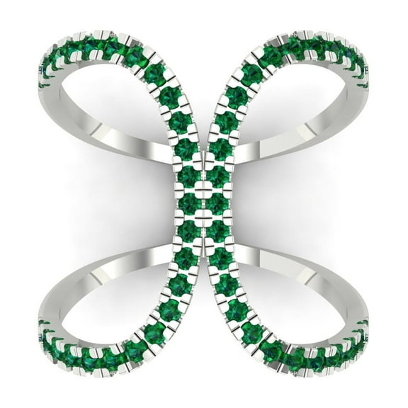 Statement Engagement Ring for Women - 0.5ct Simulated Emerald in 14K White Gold Promise Ring