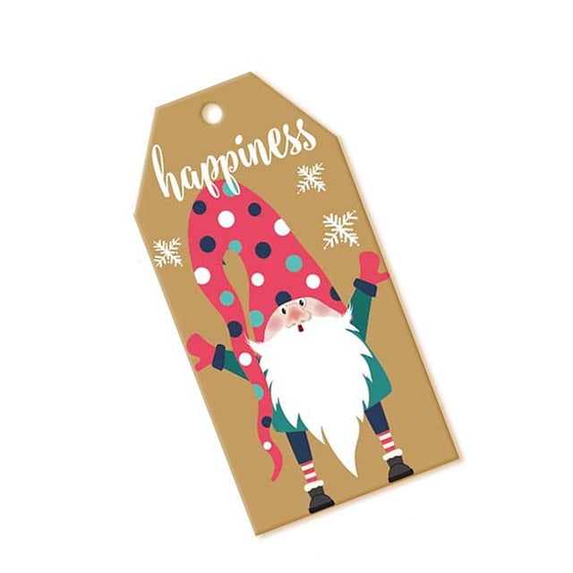 Bewildely Etiquetas de bolsa de 100 piezas Feliz Navidad papel Kraft caja de regalo tarjetas DIY Santa Claus artesanía decoración etiquetas Chirstmas con Kits de decoración para fiestas cinco Bewildely HA007732-04