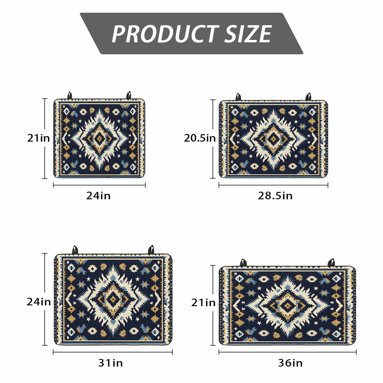 Boho Navy Blue Stove Top Cover for Electric Stove, Heat-proof & Non Slip Glass Top Stove Cover Protector, Ethnic Geometric Southwestern Retro Kitchen Flat Cooktop Rubber Mat 24x21 Inches