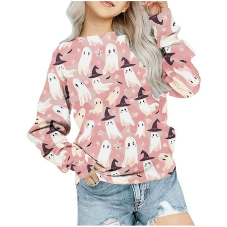 

Ganfancp Oversized Cotton-Polyester Girls Crewneck Sweatshirt 1-12 Years Fashionable Long Sleeve Pullover for Casual Daily Wear Holiday Deals