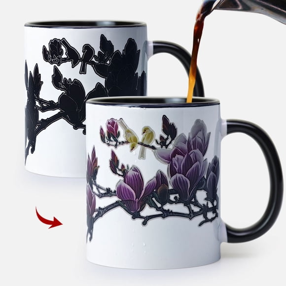 YISITIAN Tasse Magique Requin Océan Changeant de Couleur, Tasse en Céramique Activée par la Chaleur Révèle le Monde sous-Marin, Cadeau Original 350ml - magnolia AZ1014-5007