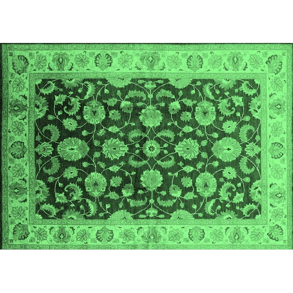 Ahgly Company Indoor Rectangle Oriental Emerald Green Traditional Area Rugs, 5' x 8'