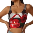 thumbnail image 1 of Balery Red Wine Rose Sujetadores deportivos con espalda cruzada para mujer, acolchados, sin costuras, de alto impacto, ideales para yoga, gimnasio, entrenamiento y fitness.-Small, 1 of 8