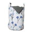 thumbnail image 1 of Floral Laundry Bag, Cornflowers and Dragonflies on Pastel Background, Hamper Basket with Handles Drawstring Closure for Laundromats, 13" x 19", Purple Sea Blue, by Ambesonne, 1 of 4