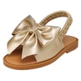 thumbnail image 6 of Girls Sandals Open Toe Bowtie Ankle Strap Flat Beach Shoes Summer Vacation Casual Slip on Flower Girl Dress Shoes Gold 5.5 Big Kid, 6 of 6