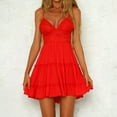 thumbnail image 1 of Femmes Fronde Robe Backless Été Bretelles Robe Dentelle Coutures Femmes Vestidos, 1 of 7