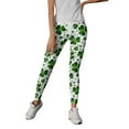 thumbnail image 4 of MKLEKYY Leggings para mujer, pantalones verdes con estampado de buena suerte de Paddystripes para mujer, leggings ajustados para yoga, correr, gimnasio, 4 of 4