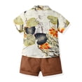thumbnail image 5 of Toddler Boy Outfits Loose Floral Print Lapel Short Sleeve Button Shirt And Shorts 2 Piece Casual Wear Boys' Clothing Sets Size 2-3 Years, 5 of 5