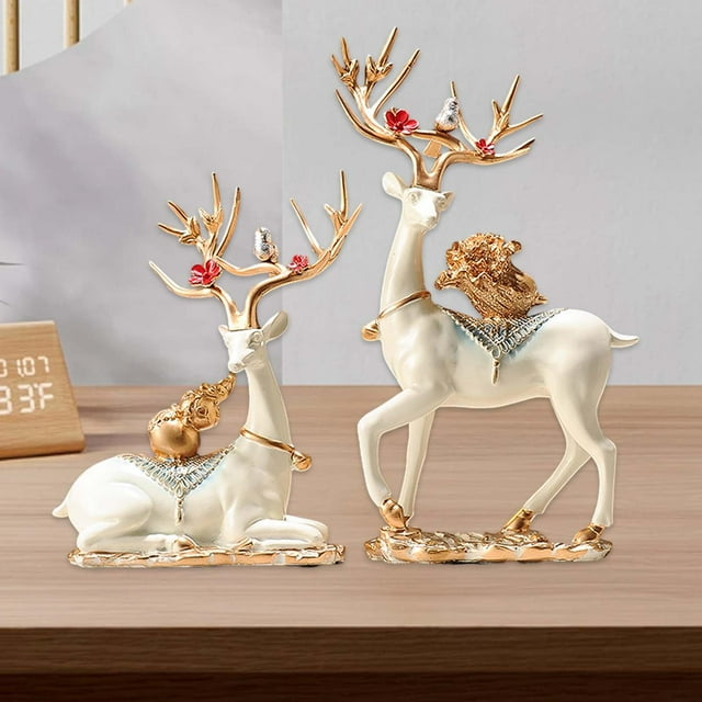 Estatuas de ciervos, esculturas de prosperidad, adornos artesanales, figuritas decorativas para gabinete, dormitorio, estantería, regalo de recuerdos,