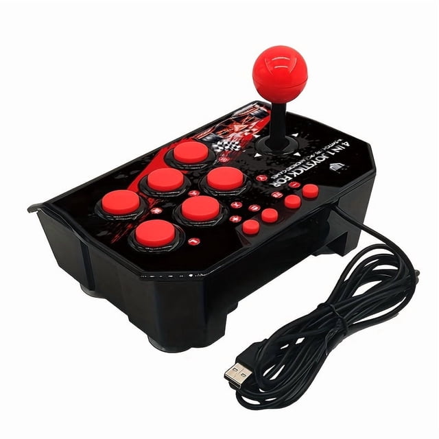 for Switch/PC// Game Controller, Dual Player Arcade Classic Wired Fighting Stick with TURBO Repeat Function