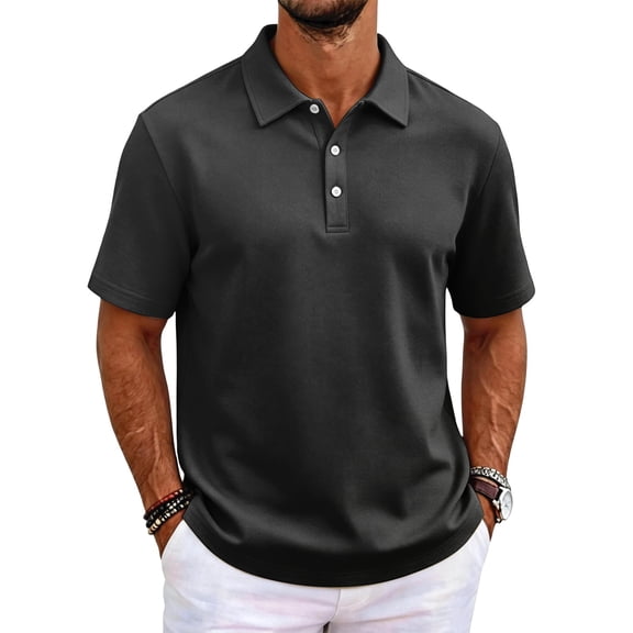 Mens Golf Polo Shirts Quick Dry Moisture Wicking Performance Polo Shirt for Business Casual Black 3XL