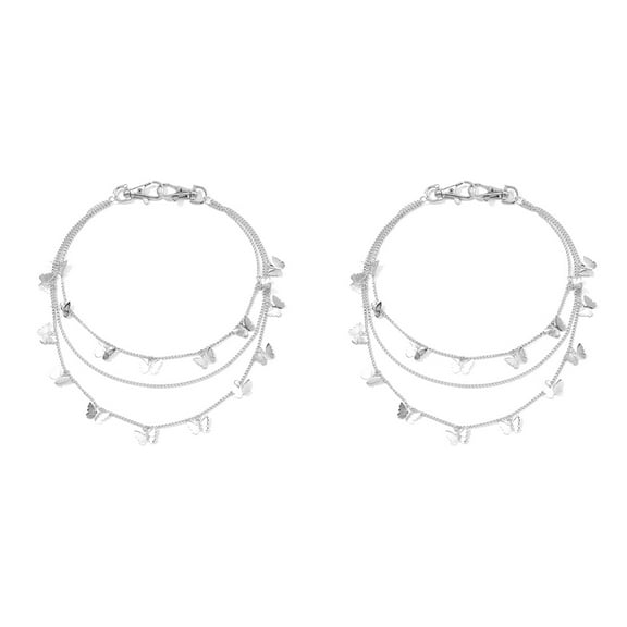 Set of 2 Waist Chain Statement Belts for Women Pants Ladies Silver