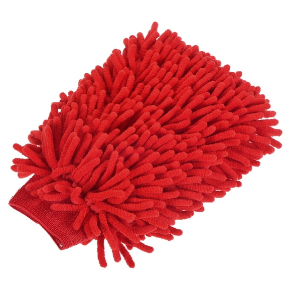 Uxcell Large Double-Side Microfiber Soft Chenille Dusting Wash Mitten Rose Red