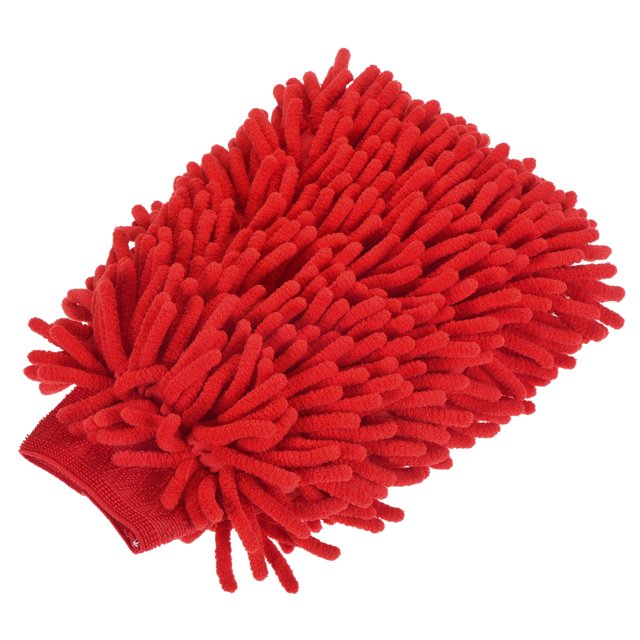 Unique Bargains Large Double-Side Microfiber Soft Chenille Dusting Wash Mitten Rose Red
