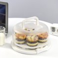 thumbnail image 4 of Portador de pasteles, bandeja redonda portátil para servir cupcakes, caja de soporte con soporte para pasteles de dos caras para magdalenas, tartas de queso, pasteles, brownie, 4 of 5