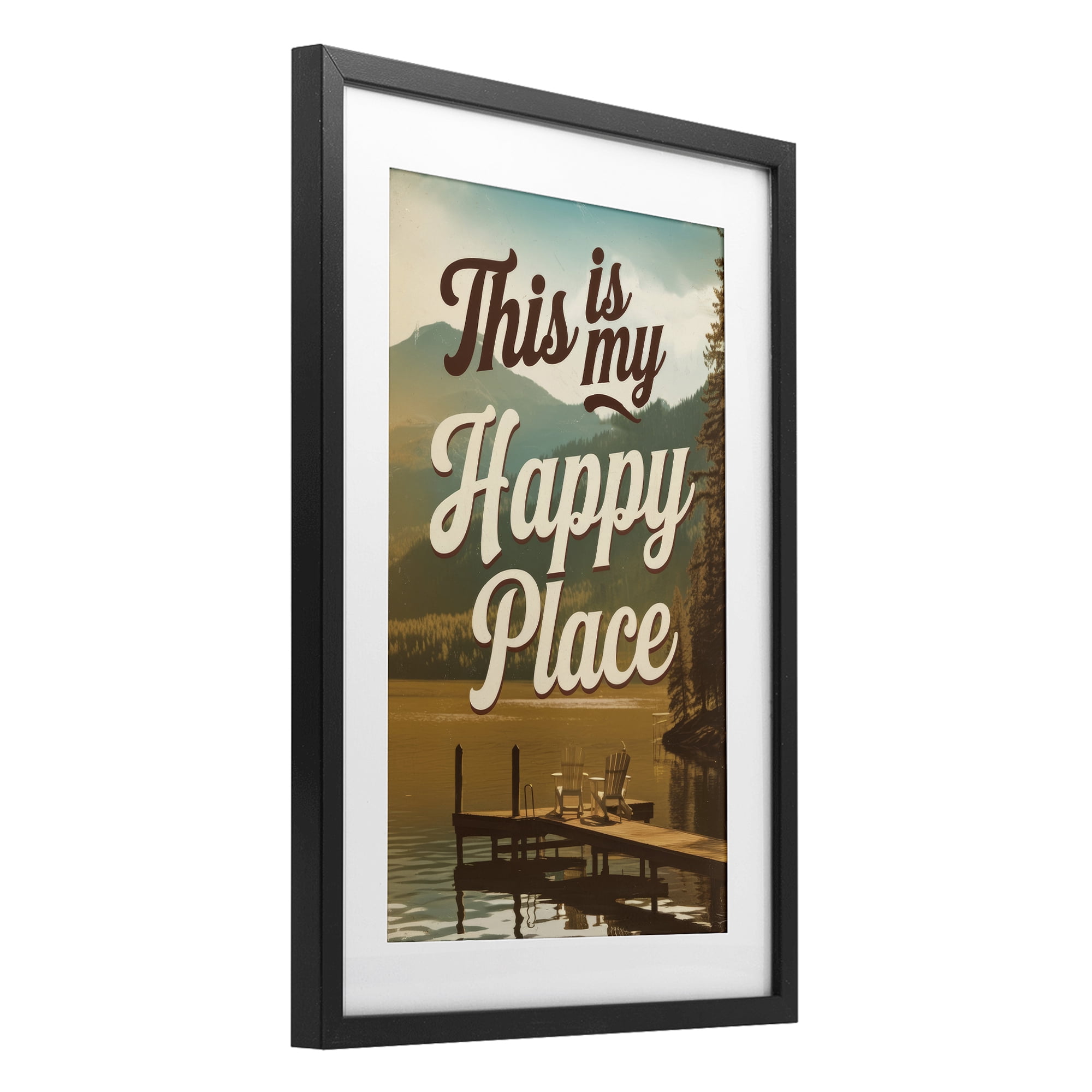 Stupell Industries Vintage My Happy Place Black Framed Print Under Glass, design by Andreas Magnusson