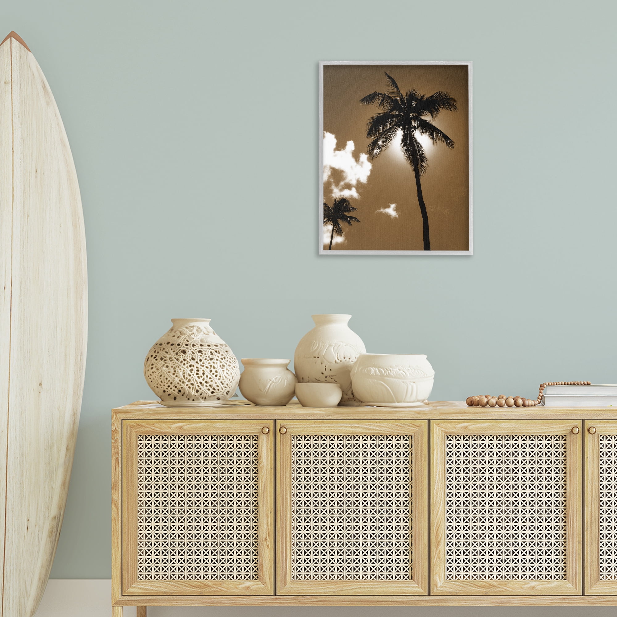 Stupell Industries Sunlight Through Palms Landscape Photography Gray Framed Art Print Wall Art, 24 x 30