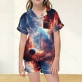 thumbnail image 2 of Luvoko Child Girls' Short Sleeved Shorts Pajama Set With Star Elment Print For, 2 of 4