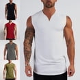 thumbnail image 6 of Men Gym V Neck Cotton Bodybuilding Tank Top Workout Fitness Muscle Vests Singlet, 6 of 8