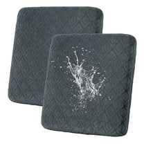 Topchances 2Pcs Stretch Patio Cushion Covers, Waterproof Outdoor Cushion Cover Replacement for Patio Furniture Protector (Dark Grey)