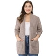 thumbnail image 1 of Cardigan Ouvert pour Femme Grande Taille Brun 1X, 1 of 6