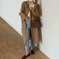 thumbnail image 6 of BAETEUY Women's Woolen Lapel Jacket - Long Sleeve Coat with Front Pockets, 6 of 8