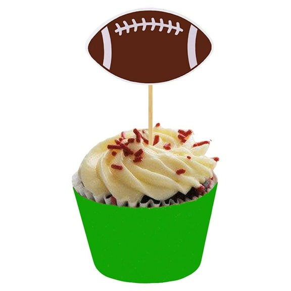 GAXIRE 12pcs Rugby-Themed Cupcake Toppers Sports Cake Picks Dessert Decorations for Birthday Party Supplies and Celebrations