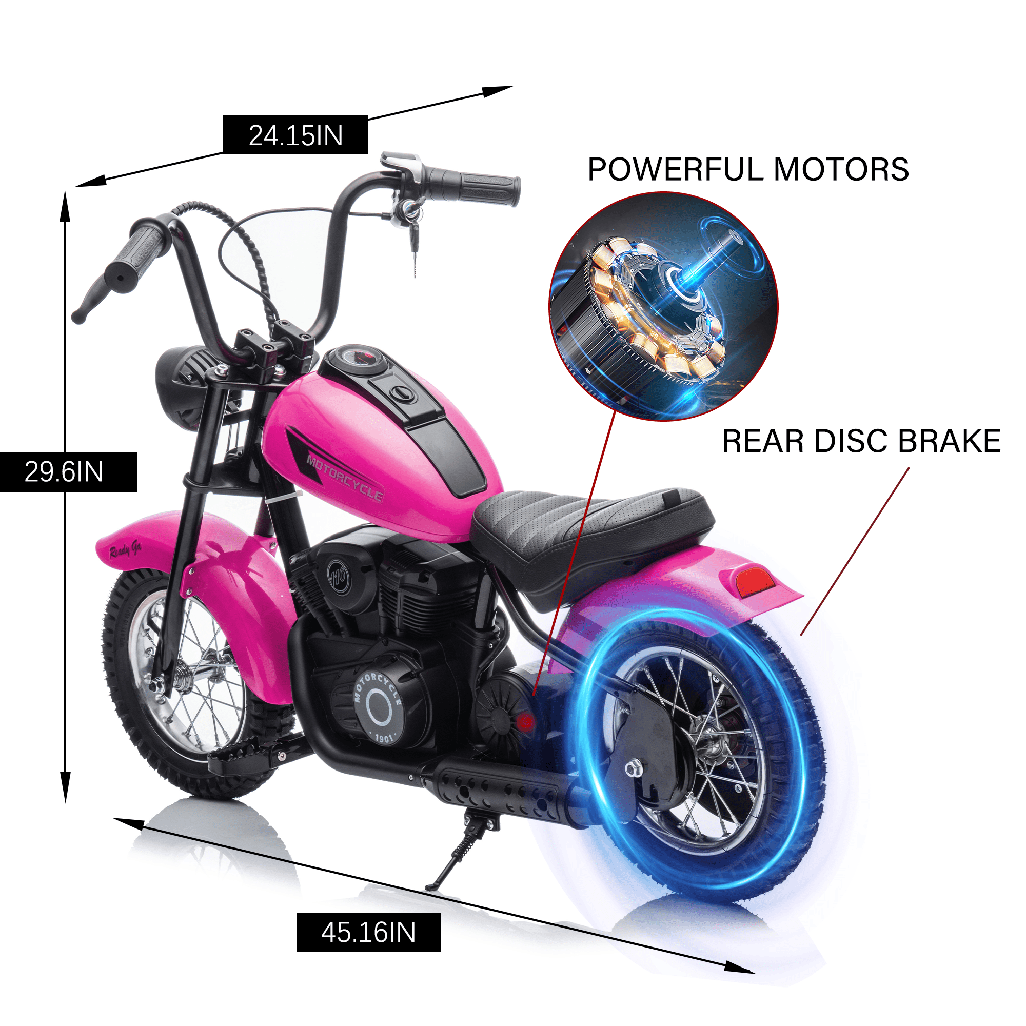 JoyWheels 24V Electric Dirt Bike, 250W Ride on Toy Motorcycle for kids,14mph, Age 13+,Pink