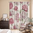 thumbnail image 3 of Kitchen Curtains 84 Inch Length 2 Panels, Pink Floral Grommets Window Treatment Curtain, Spring Summer Vintage Flower Leaf Thermal Curtains Drapes for Living Room/Bathroom, 3 of 9