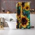 thumbnail image 6 of Big Yellow Sunflower Shower Curtain with Hooks Summer Waterproof Floral Decorative Bathroom Curtain Set Spring Rustic Botanical Flower Green Teal Butterfly Bathroom Decor 72"x72" Seamless, 6 of 6